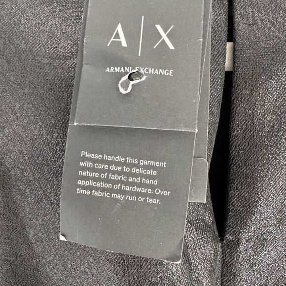 Armani Exchange Sz 0 NWT Black Shimmer Sleeveless Pleated Dress‎ w/ Pockets - Picture 6 of 11
